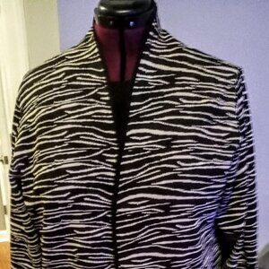 Peter Nygard Black & White Print Sweater Jacket